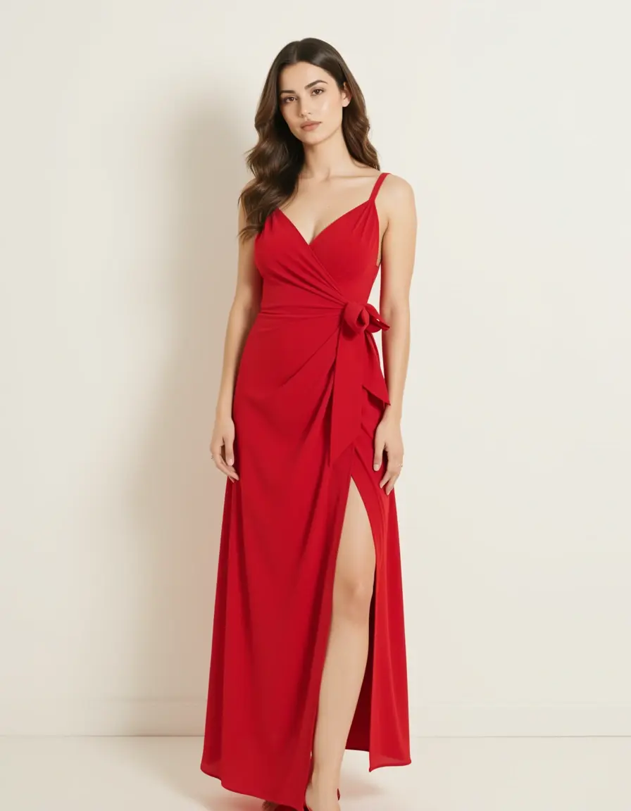 Rotes Wickelkleid Figur