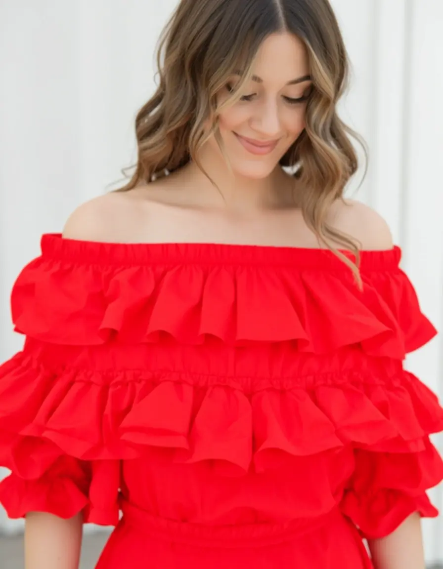 Rotes Off-Shoulder Kleid