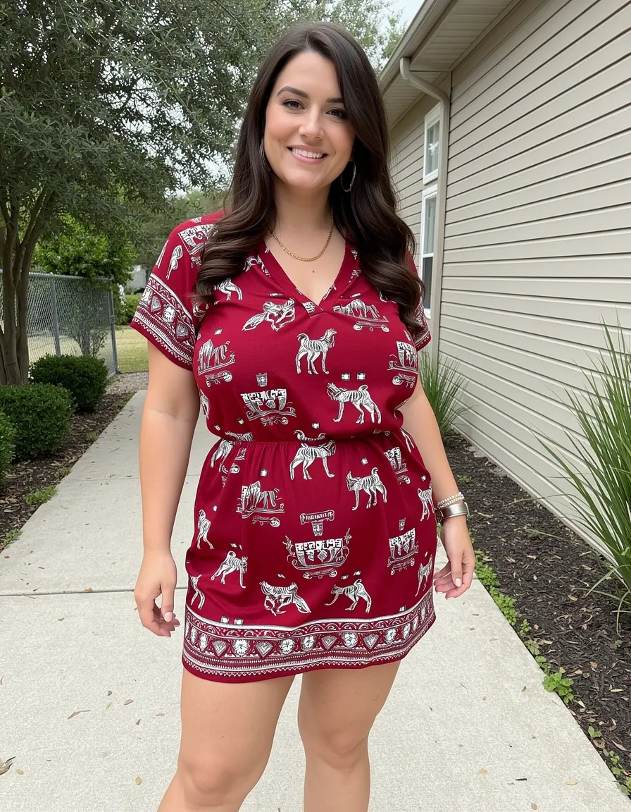 Junges Modell in einem kurzen Leo Mini Kleid