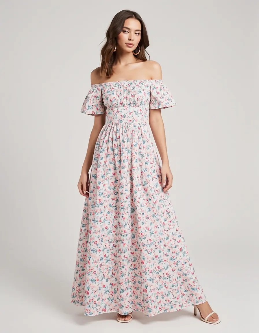 Romantisches Leo Kleid schulterfrei
