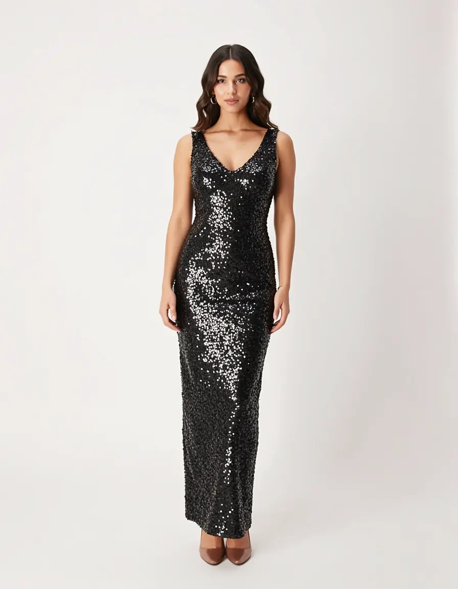 Enganliegendes Pailletten Bodycon Kleid