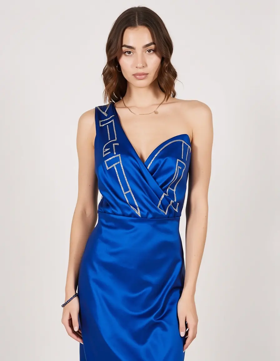 Fließendes Satin Wickelkleid für Silvester
