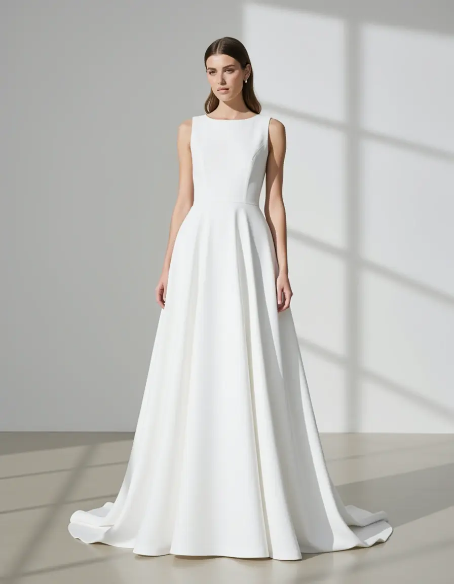 Klassisches weisses kleid lang in A-Linie