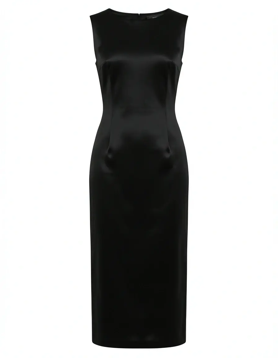 Schwarzes Satin Etuikleid