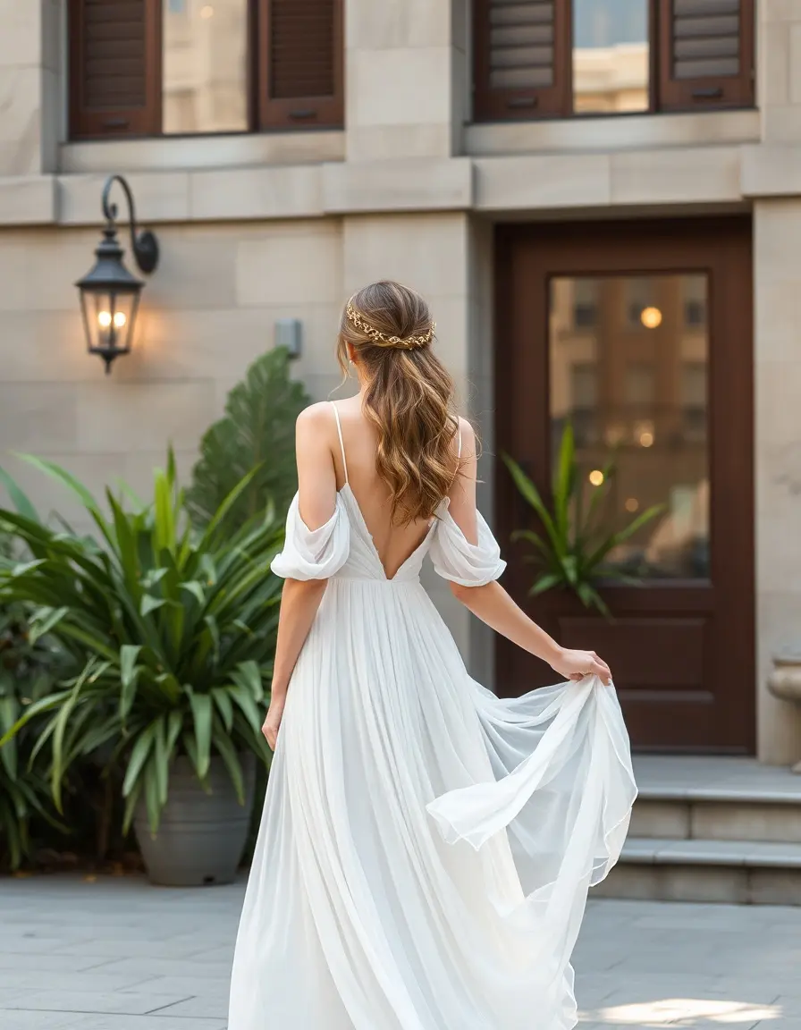 Weißes Standesamt Chiffonkleid
