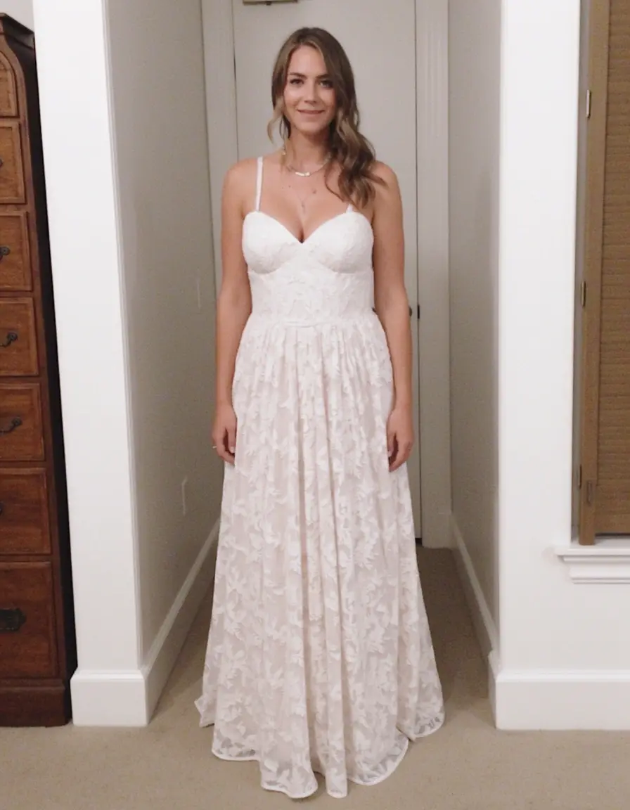 Frau in einem eleganten Abi Prom Dress für den Abiball