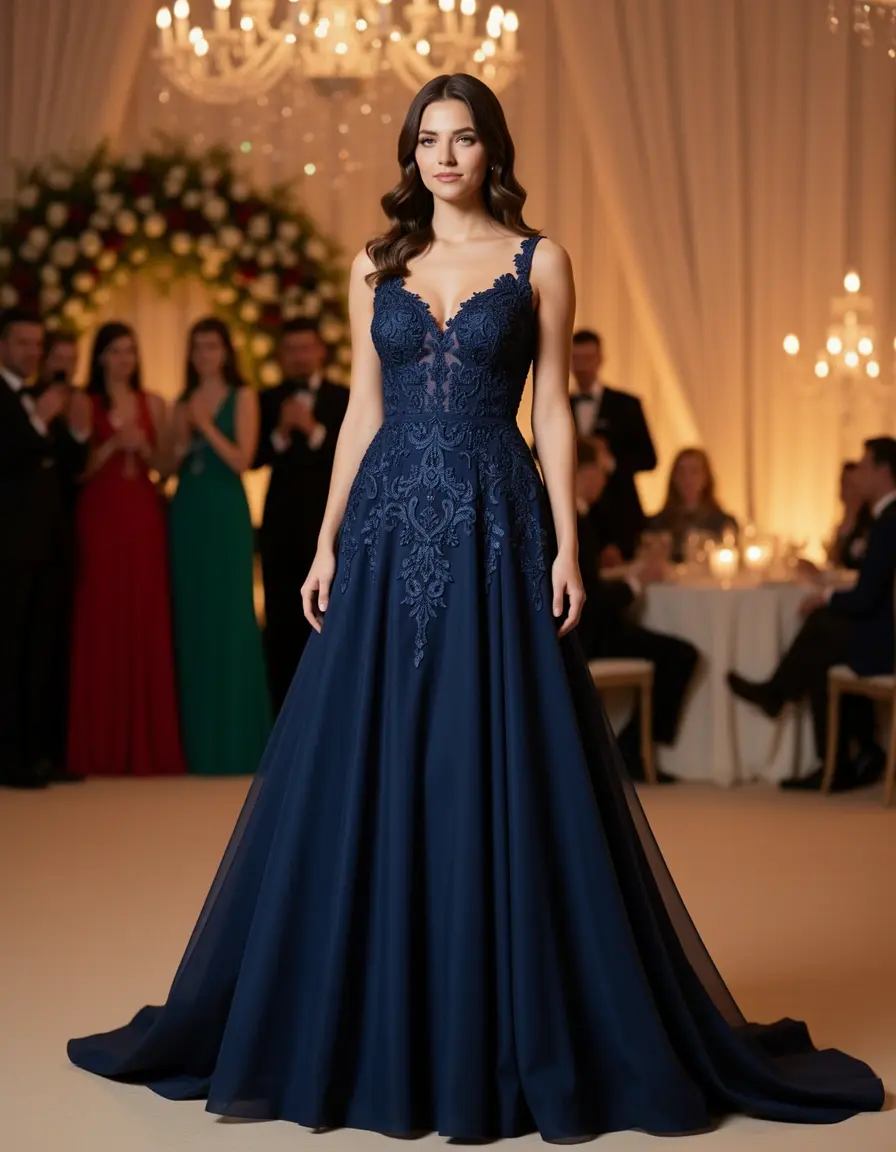 Model in einem luxuriösen Abi Evening Gown