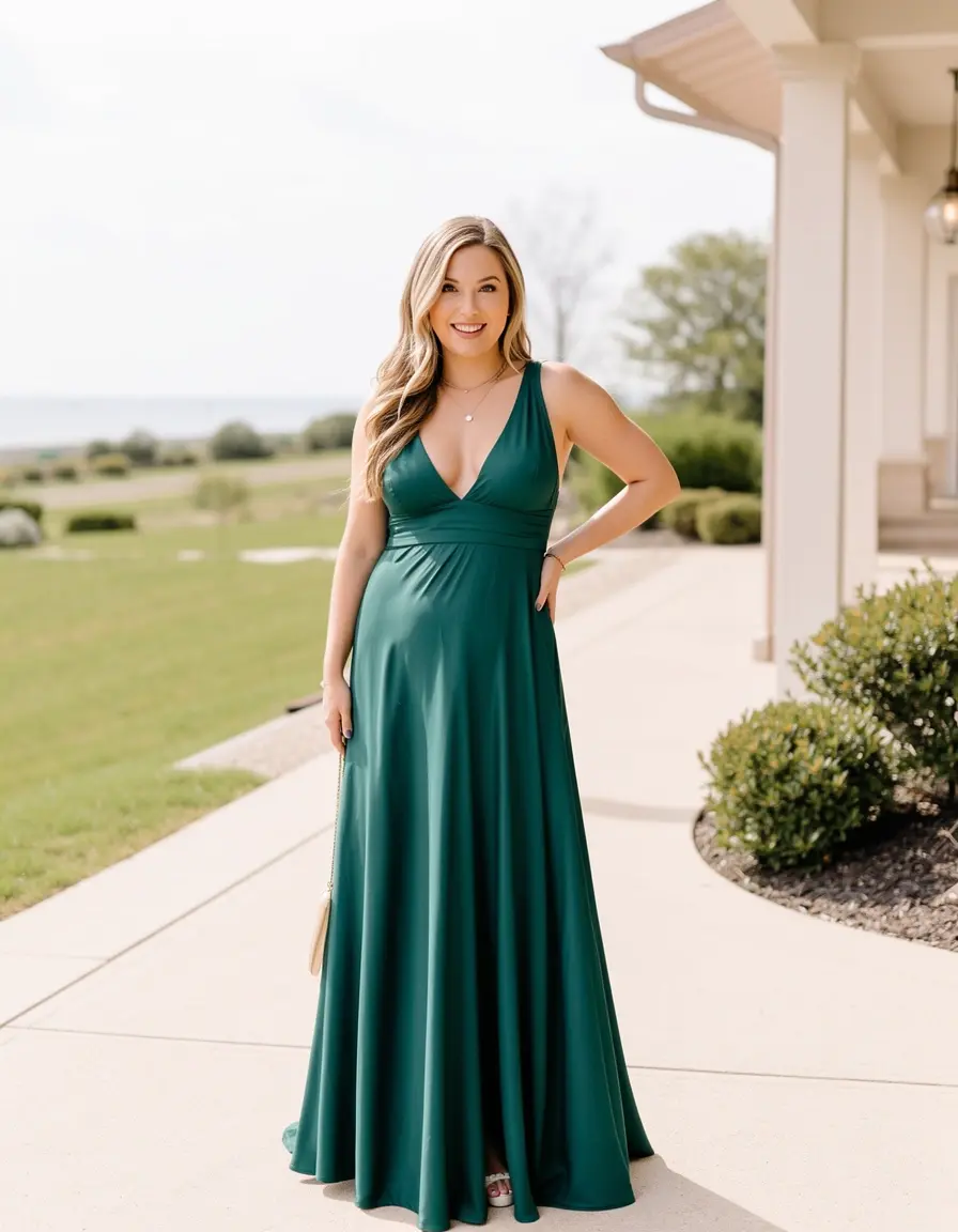 Junge Frau in einem schicken Abi Cocktail Dress