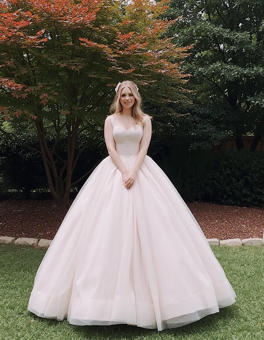Frau in einem klassischen Abiball Ballkleid