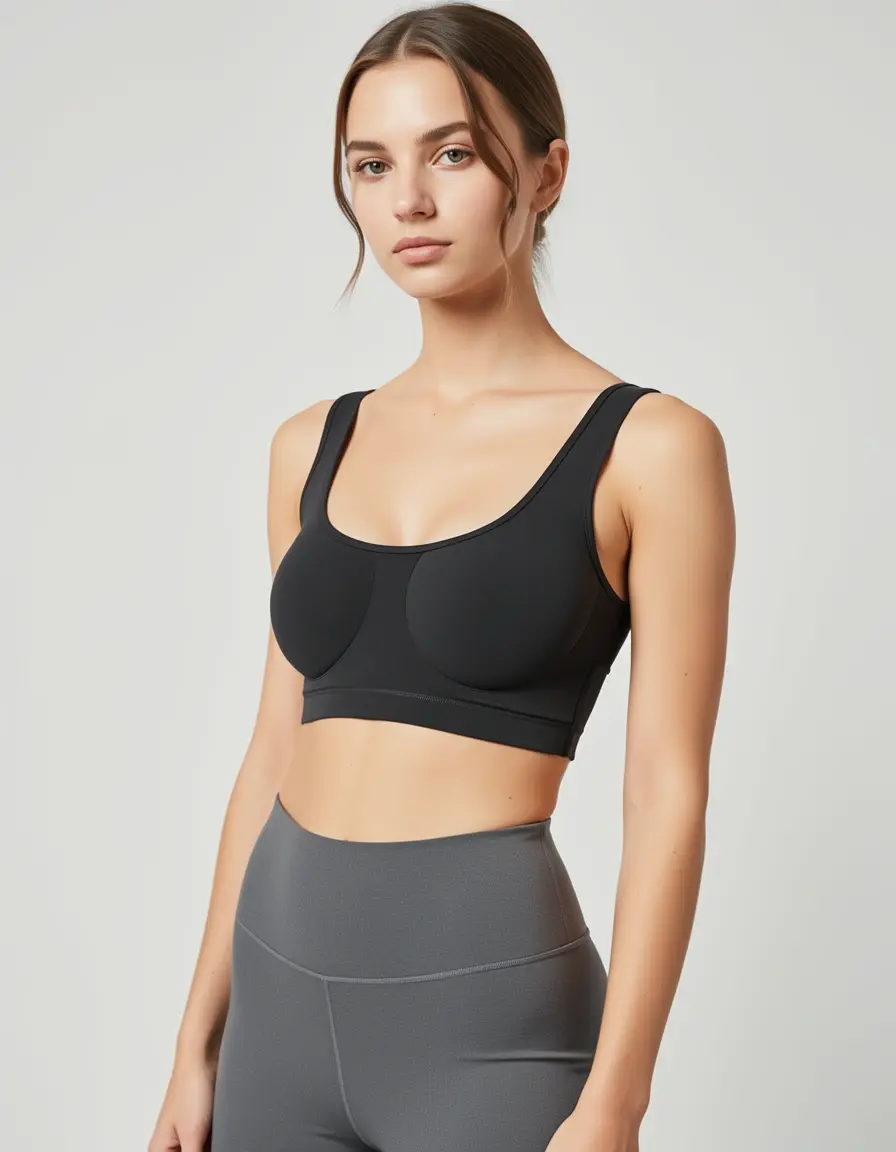 model with adhesive backless bra