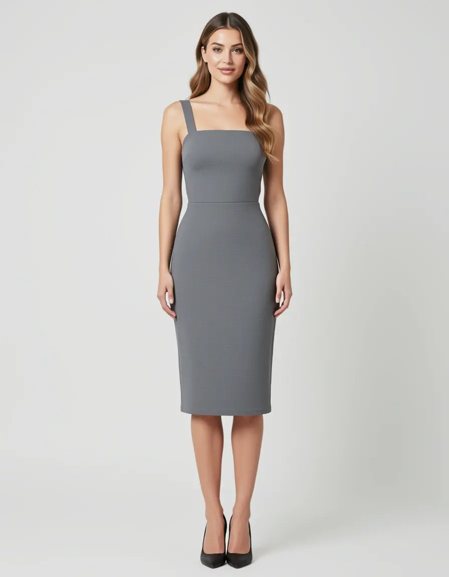 Figurschmeichelndes A-Linien Midi-Kleid