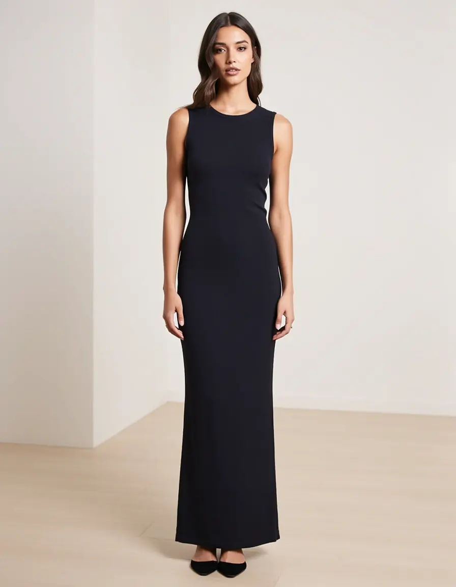 Dunkles Maxikleid für einen schlanken Look