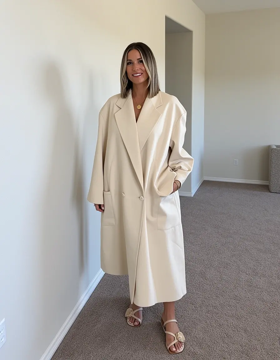 lady in oversized blazer dress