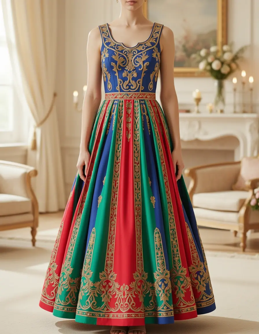Festliches farbenfrohes Kleid