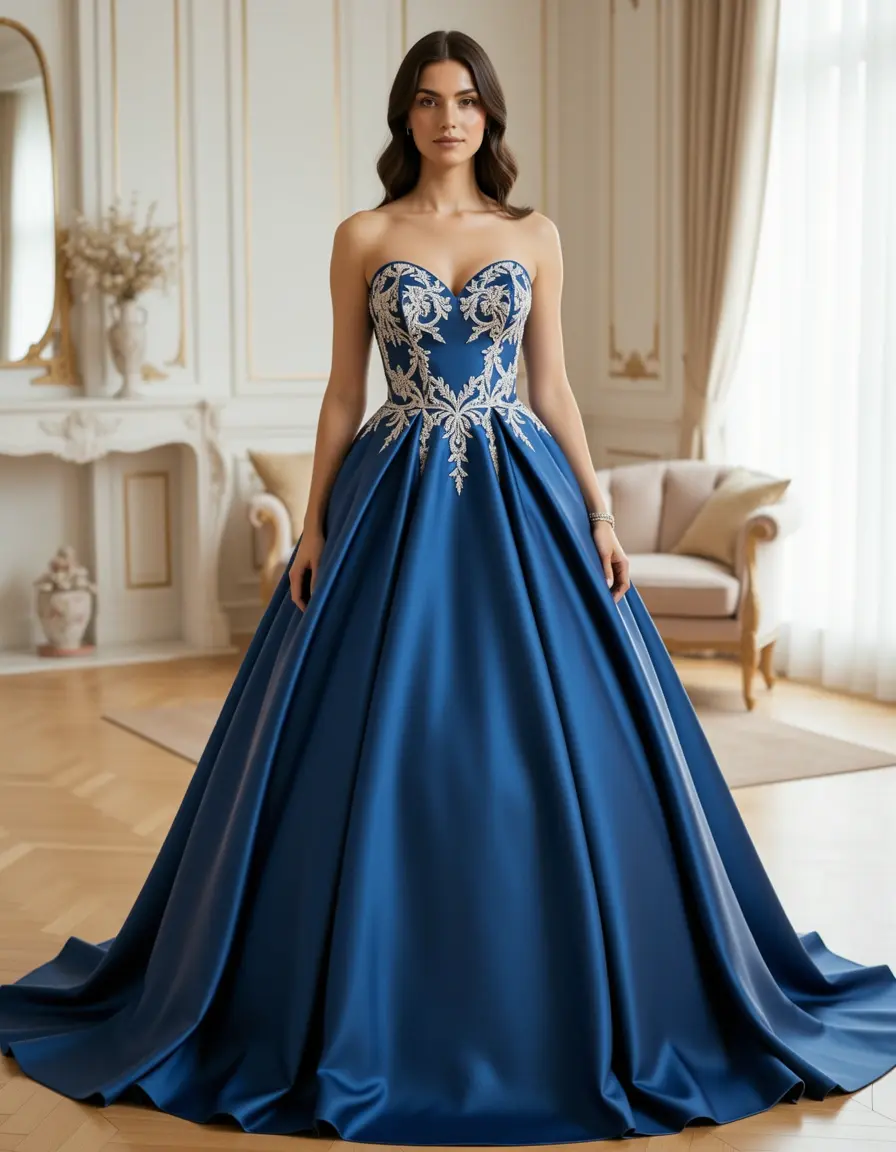 Satin Ballkleid für Damen