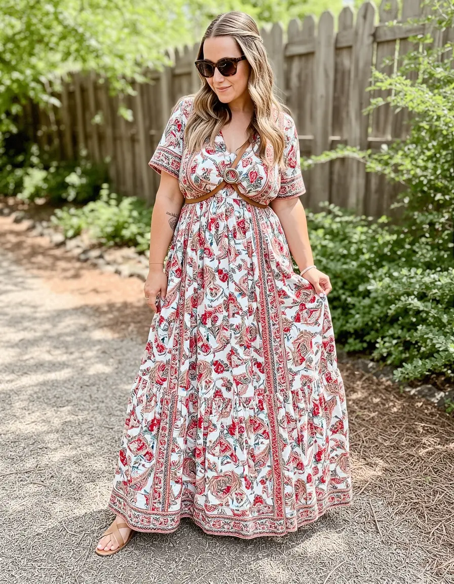 woman in long women's boho dress