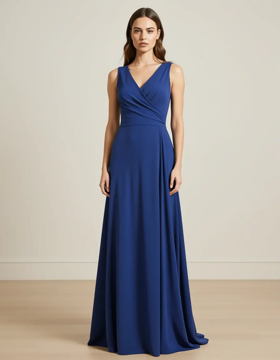 model in long women's wrap gown