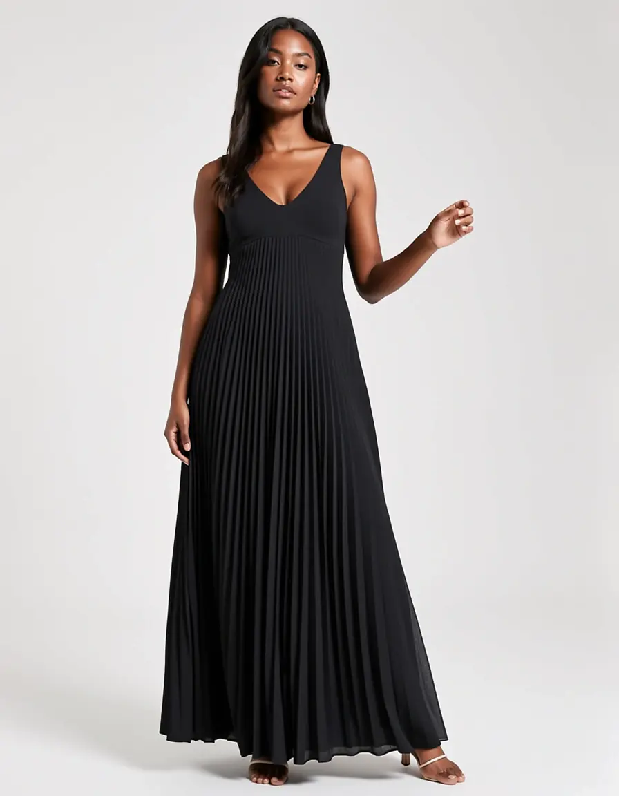 long women's pleated dress