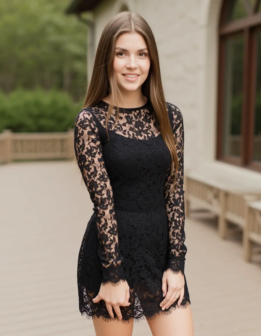 Spitzenkleid Damen Langarm