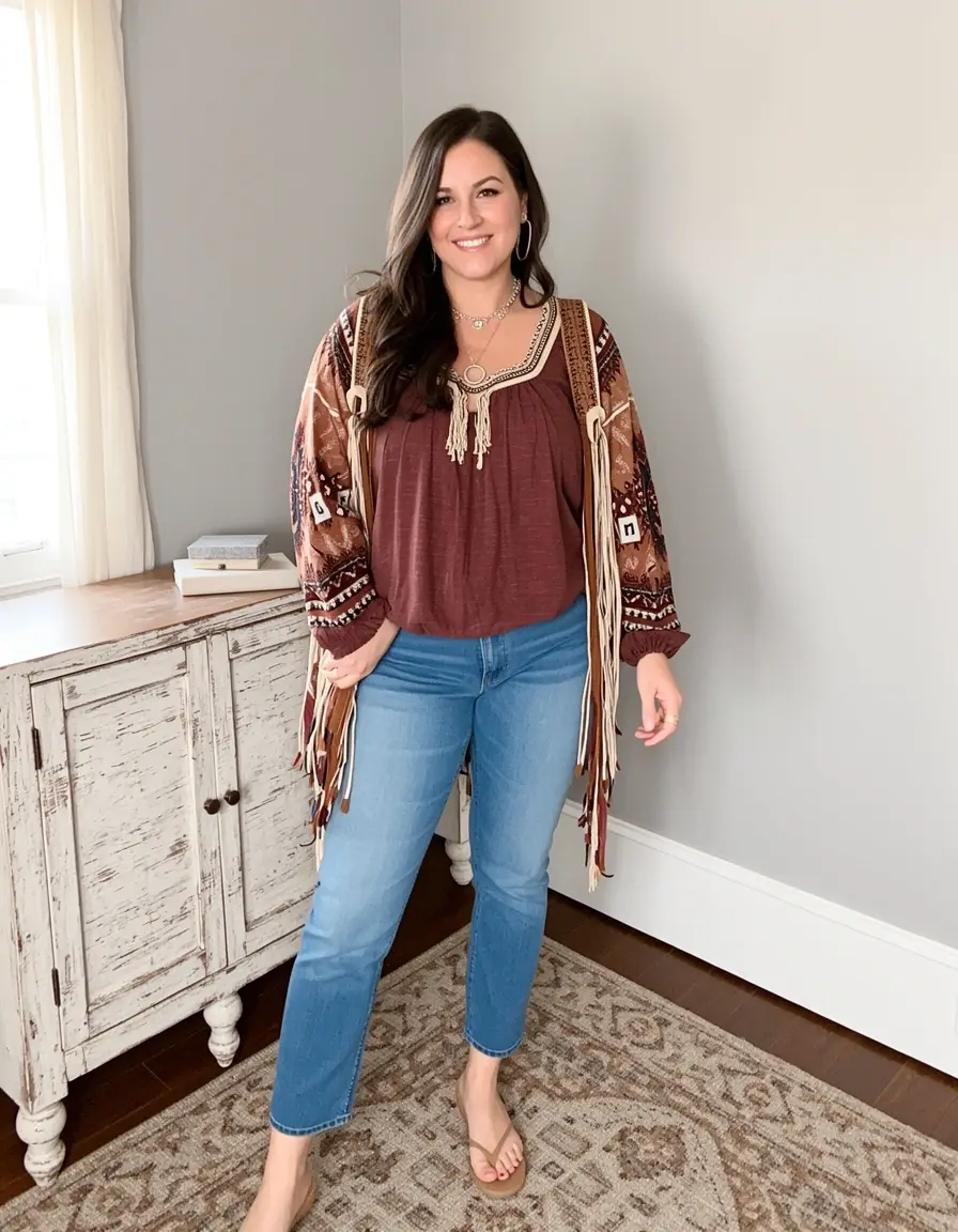 Boho Damen Langarm Kleid