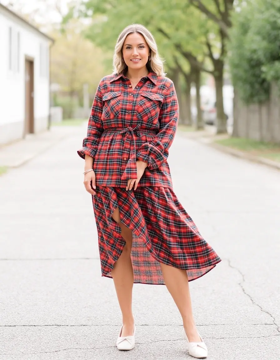 Kariertes Hemdkleid für Damen