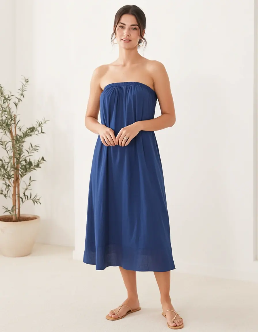 Trägerloses leichtes Strandkleid für den Sommer