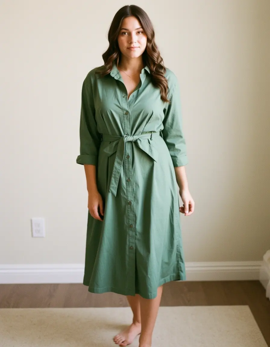 Shirtkleid mit Gürtel zur Taillenbetonung