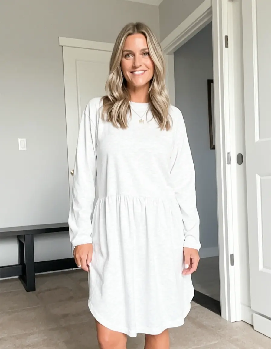 Langärmeliges Shirtkleid für den Herbst