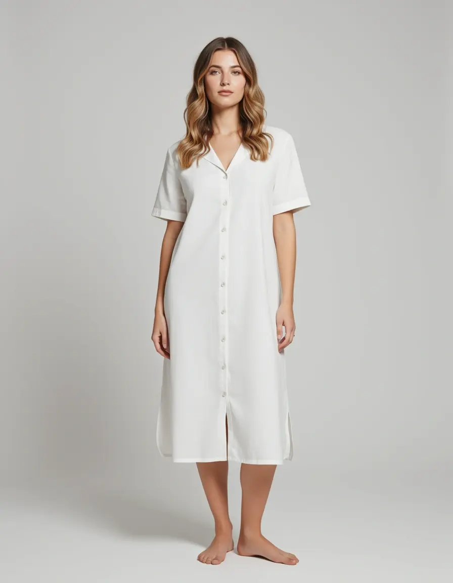 Weiches Baumwoll Shirtkleid in Beige