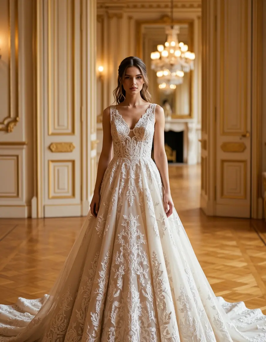 Model in eleganter Spitzenrobe