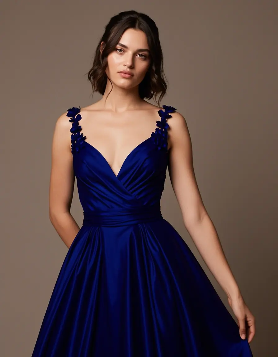 Dame in einer eleganten mitternachtsblauen Abendrobe