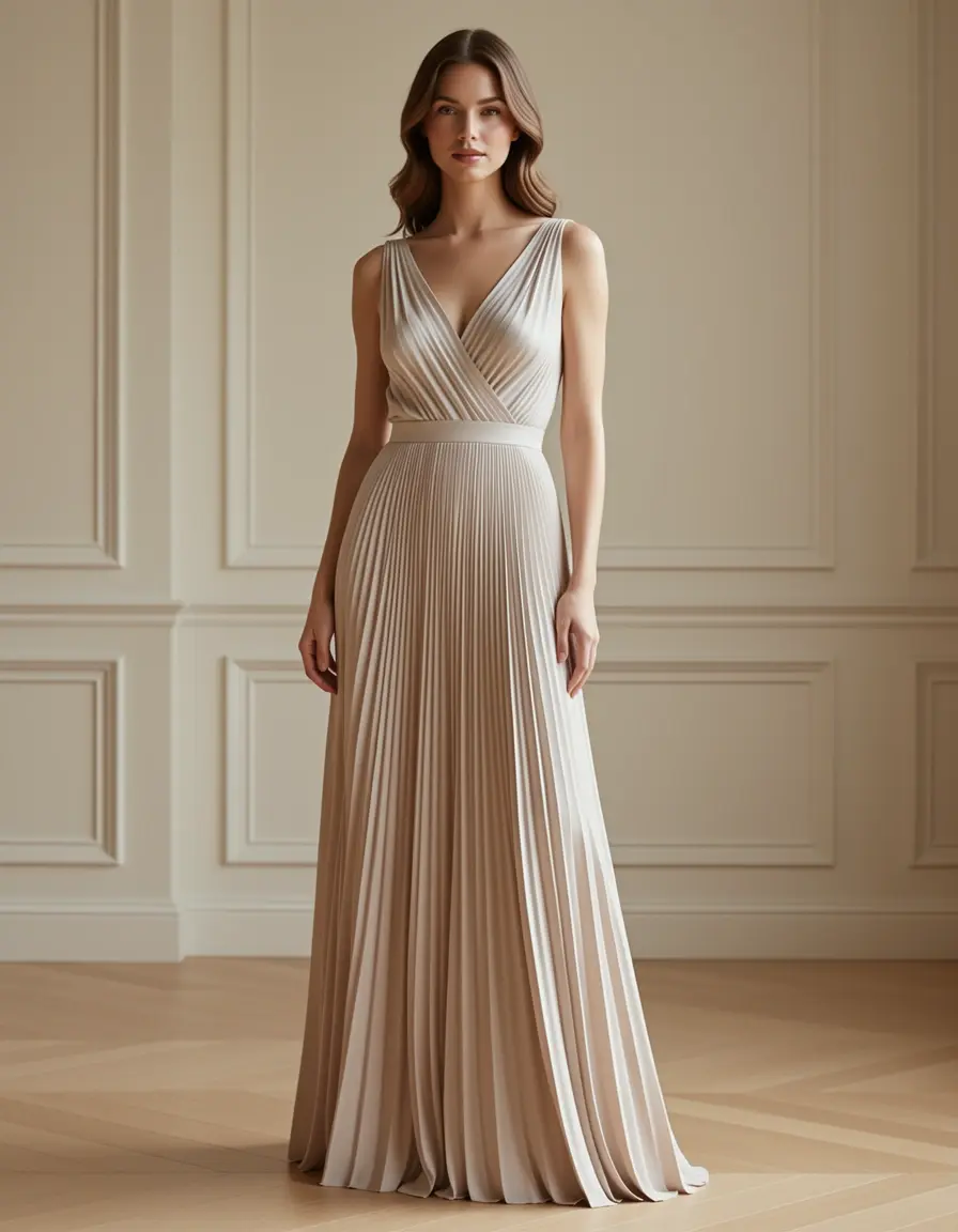 Elegant Women's Pleated Plisseekleid