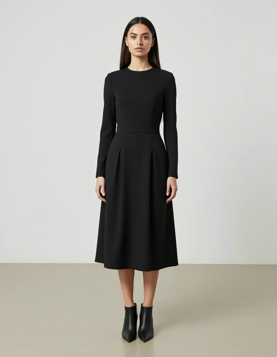 Model in Black A-line Outfit