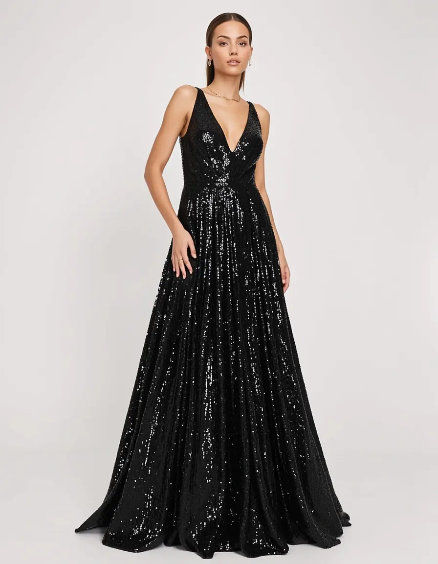 Black Sequin Gown
