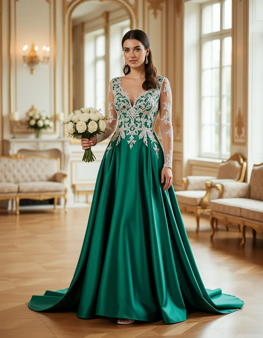 Satin Kleid elegant für Hochzeit