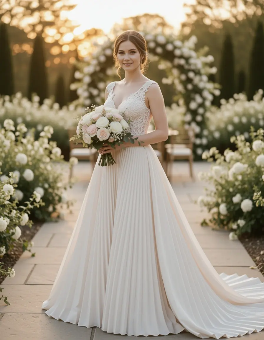 Plisseekleid elegant für Hochzeitsfeier
