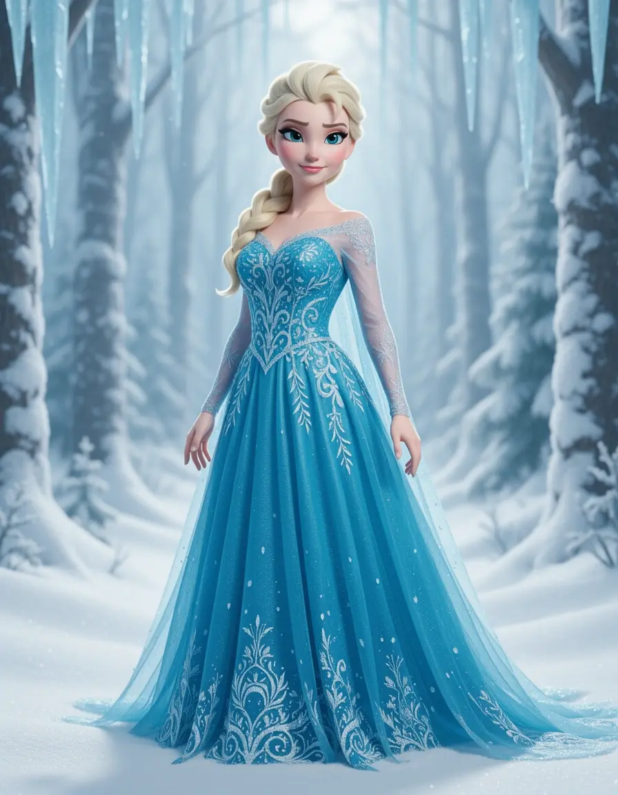 Elsa Frozen Maxi - Bodenlanges Eiskönigin Kleid