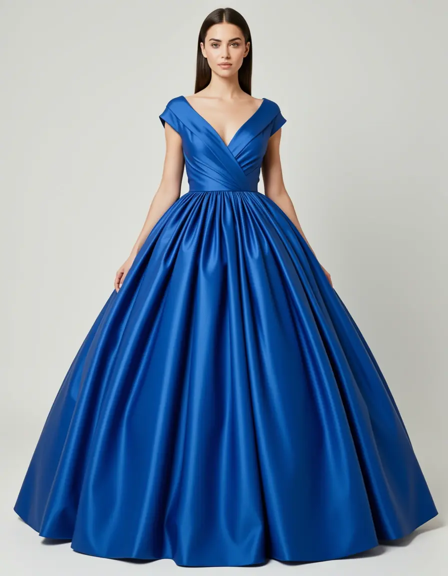 Blaues Ballkleid aus Taft