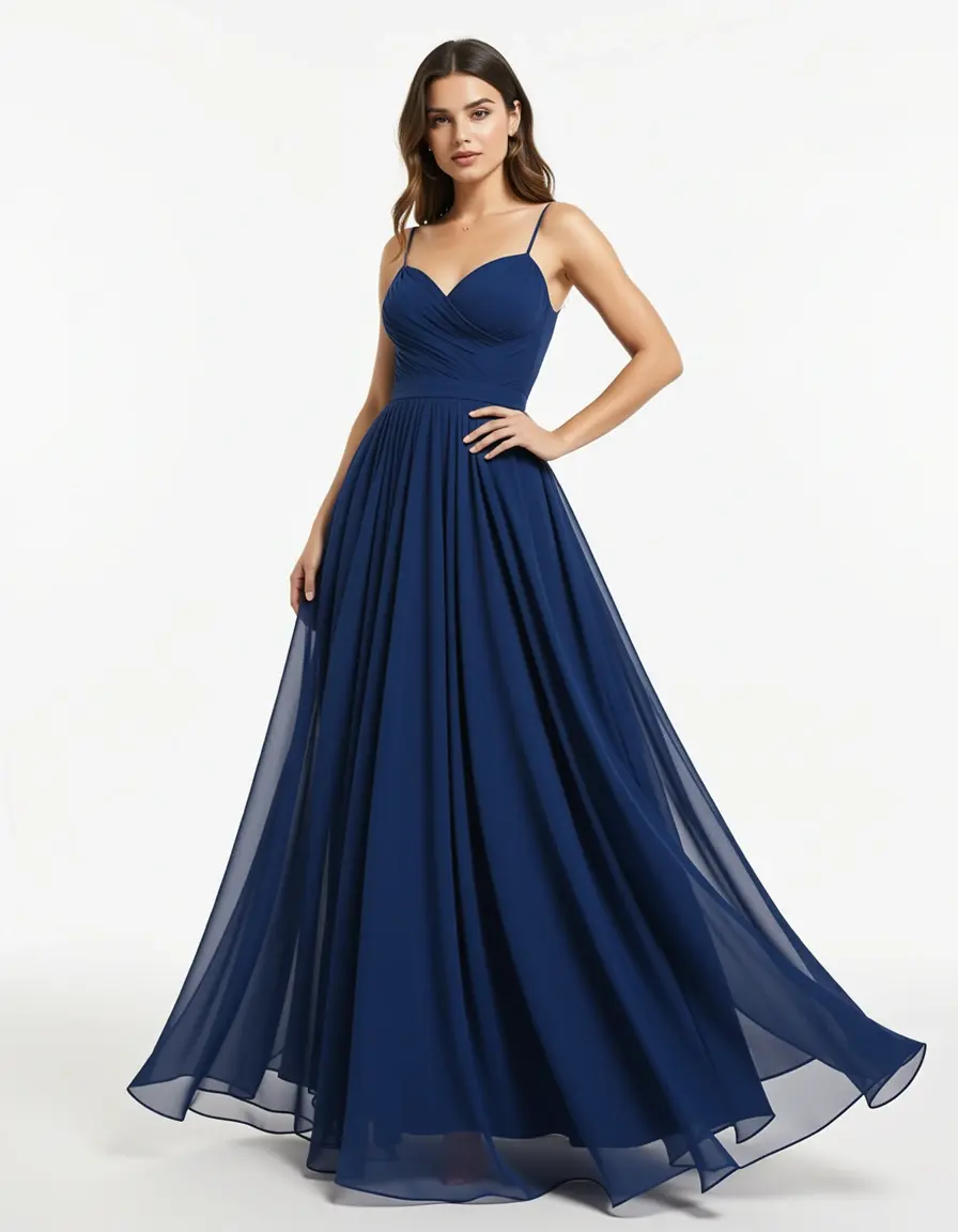 Frau in einem Empire Waist Chiffon Kleid