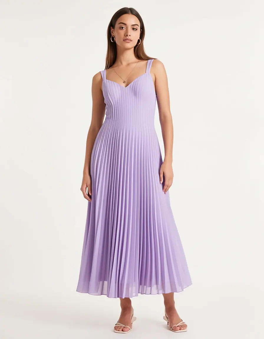 Lavender Pleated Midi