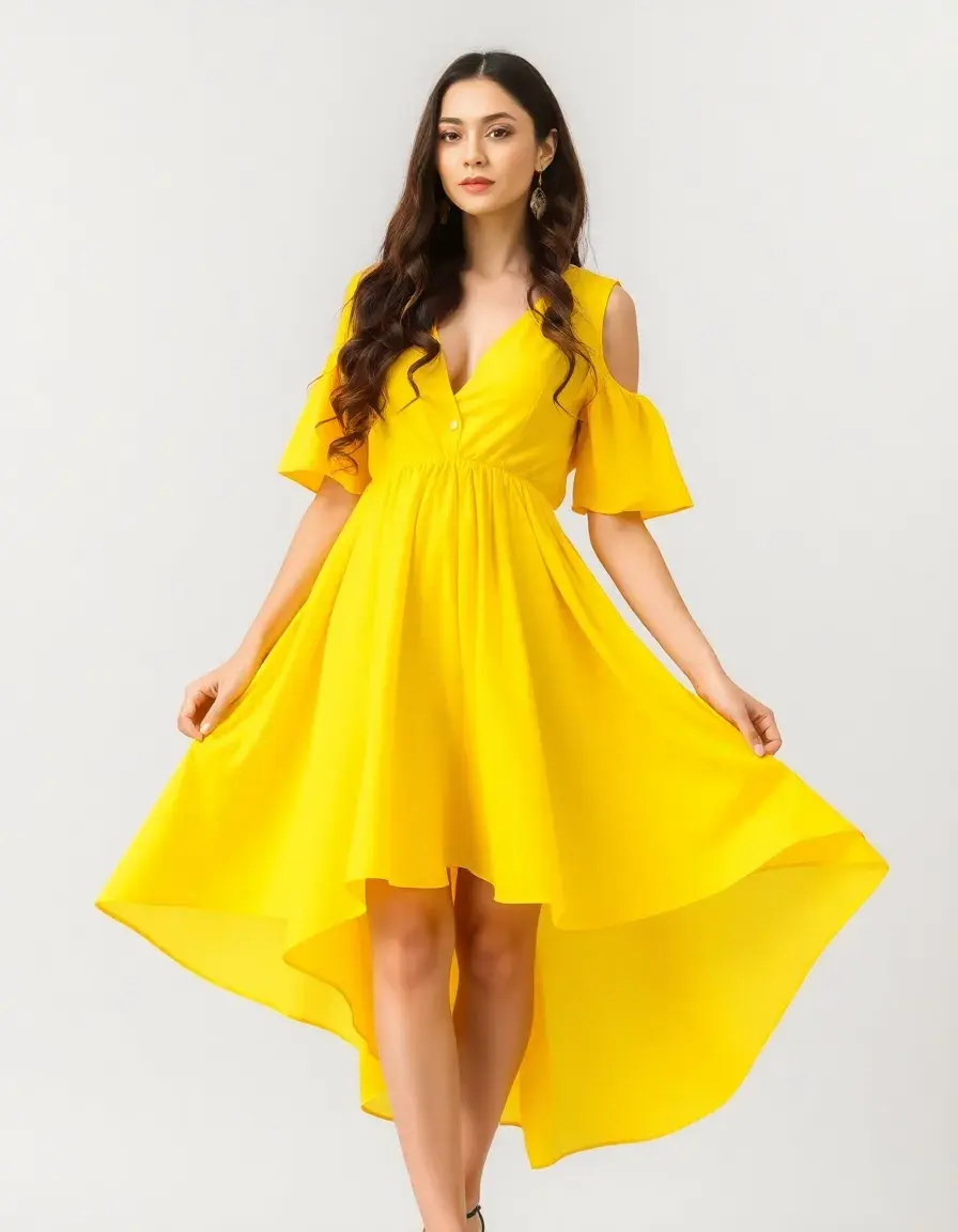 Leuchtend gelbes A-Linien Kleid