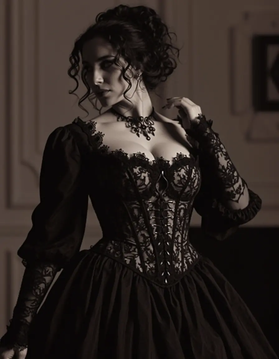 Lady in einem Gothic Korsett Kleid