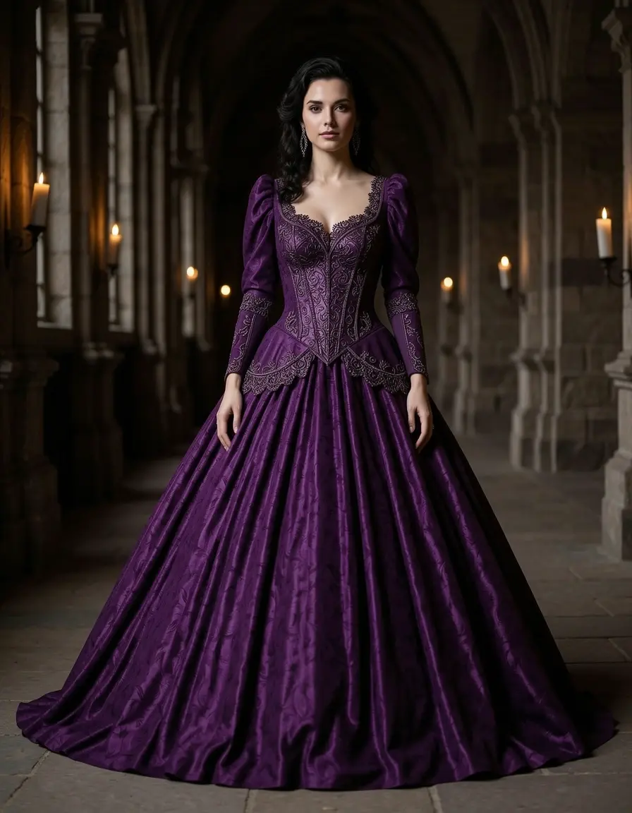 Prachtvolles violettes Gothic Kleid