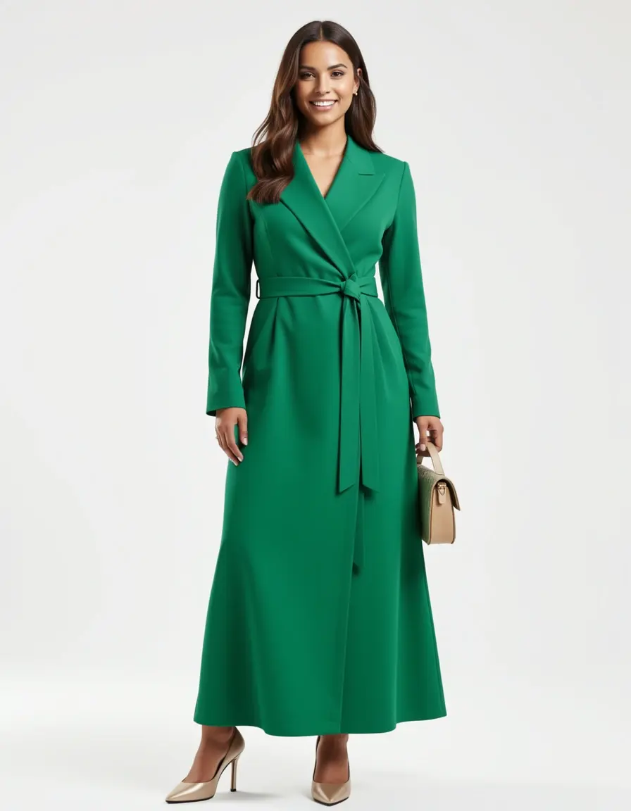 Stylisches Green Wrap Dress mit Gürtel