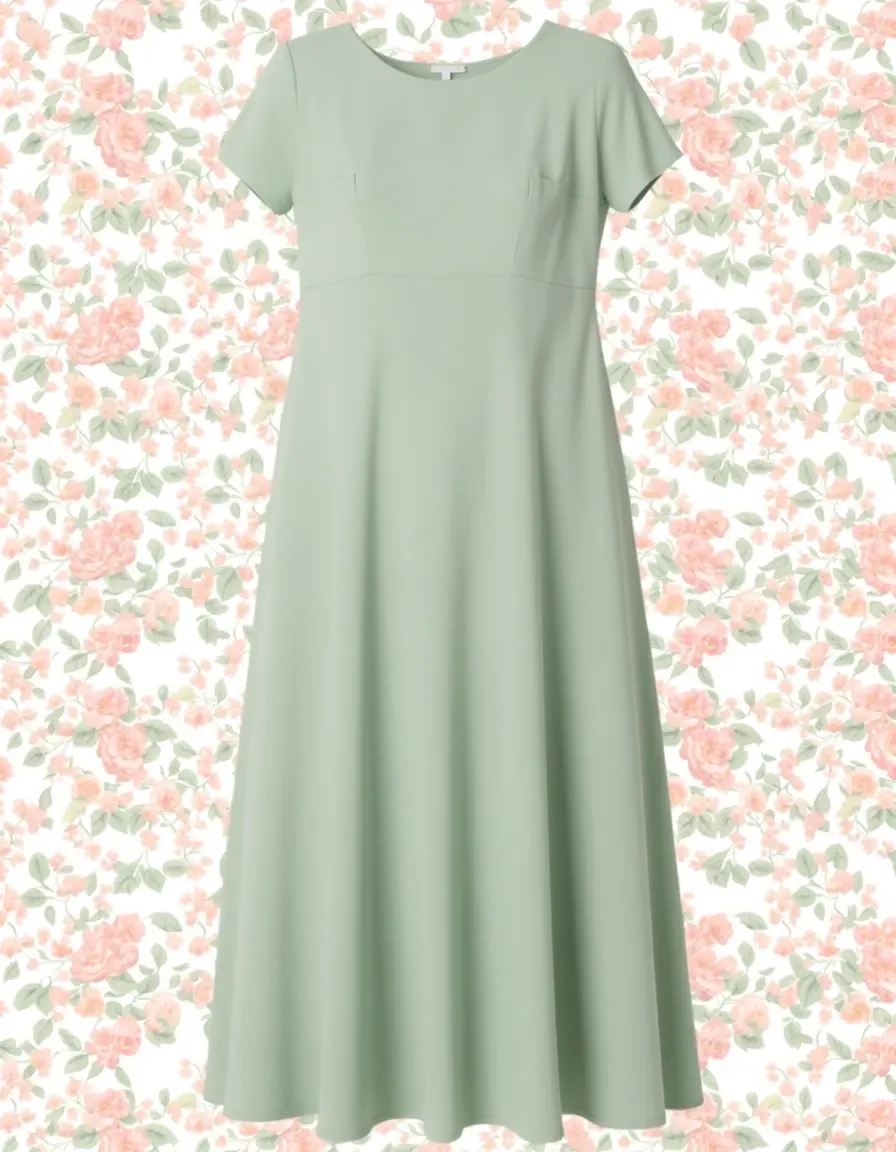Zartes salbeigrünes A-Linien Kleid