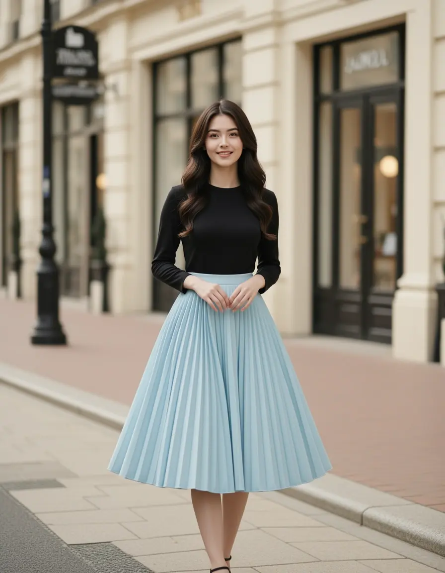 Elegantes Kleid mit Plissee-Rock für junge Frauen