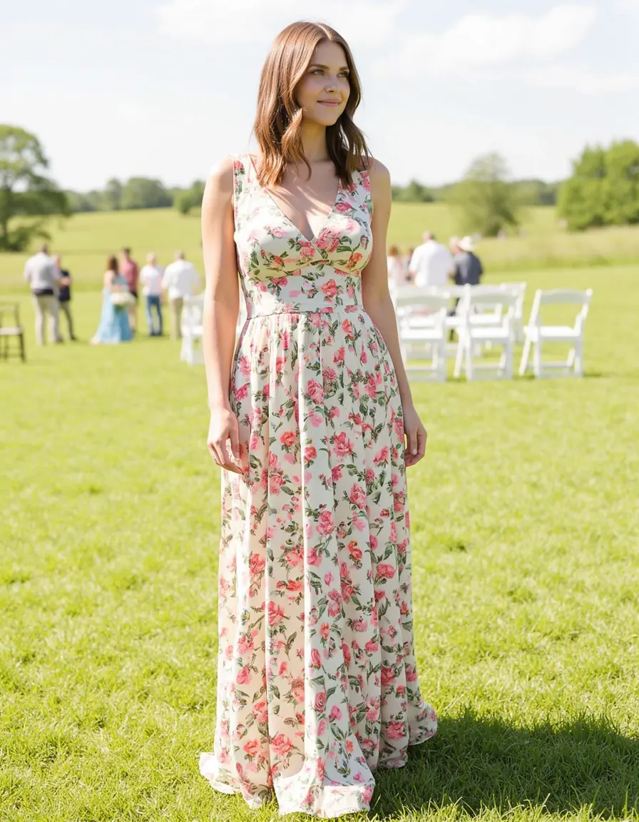 Floral Wedding Guest Maxi Kleid mit Blumenprint