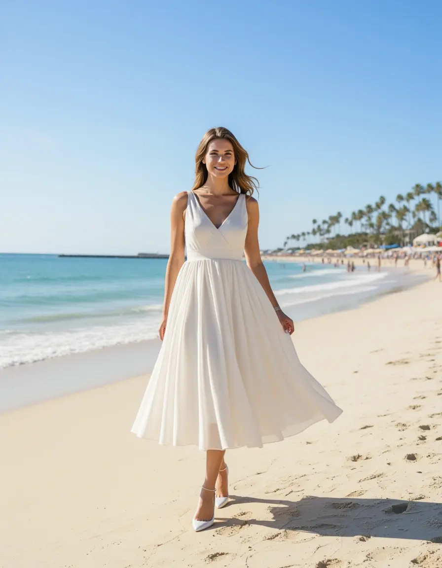 Leichtes Chiffon A-Linien Kleid für den Strand