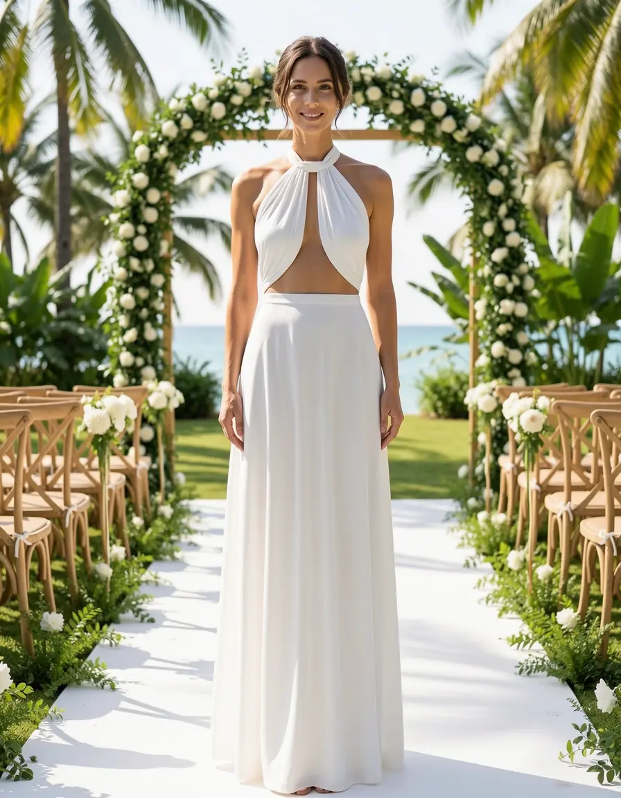 Halterneck Maxi Kleid für Sommerhochzeiten