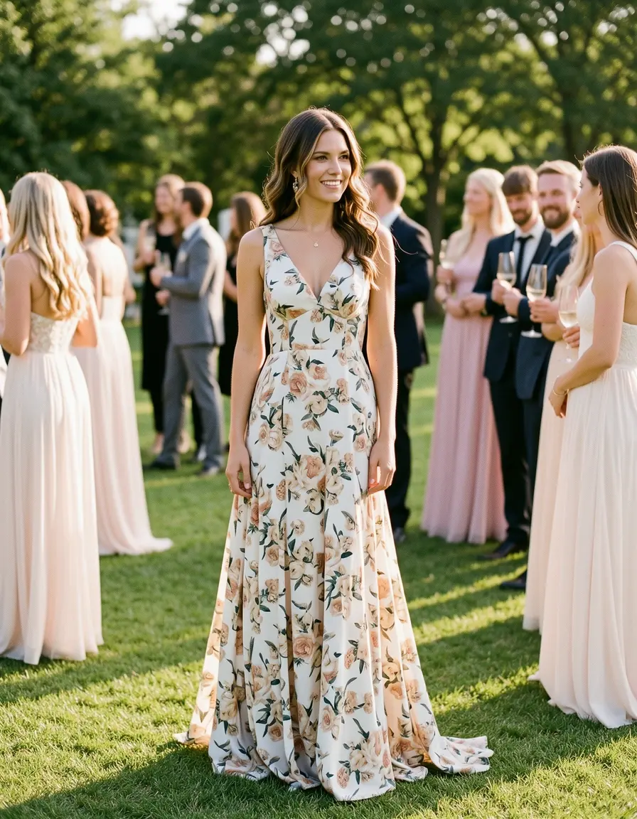 Elegantes florales Maxikleid für Hochzeitsgäste